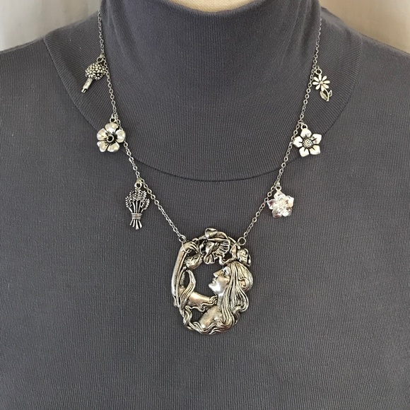 Ophelia's Flowers Handmade Silver Charm Necklace, Hamlet by William Shakespeare - Picture 8 of 16